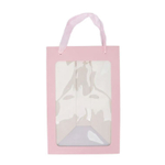 Пакет картонный с окном и ручками 30*20*15 см, розовый