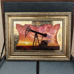 Панно с гравюрой "Нефтедобыча"