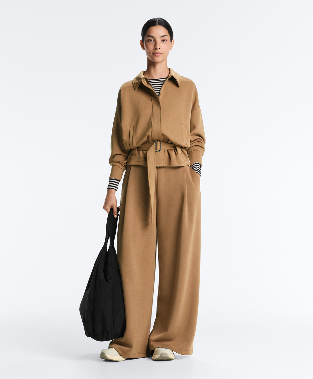 OYSHO Брюки из саржевой ткани с высокой посадкой и складками, медный