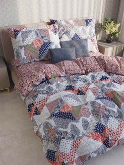 Постельное белье перкаль Сказка "Пэчворк/Султан" евро Наволочка 50x70 см 2 шт Простынь 240x215 см Пододеяльник 200x215 см