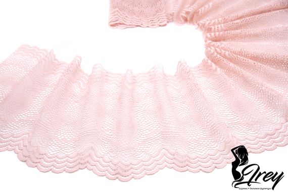 03-261 Кружево эластичное 21 см, ажур, пудра/пион