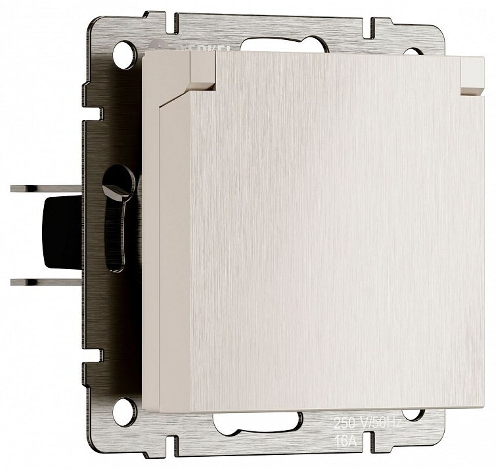 Розетка влагозащищенная с заземлением и со шторкой, без рамки с крышкой Werkel перламутровый рифленый W1171213