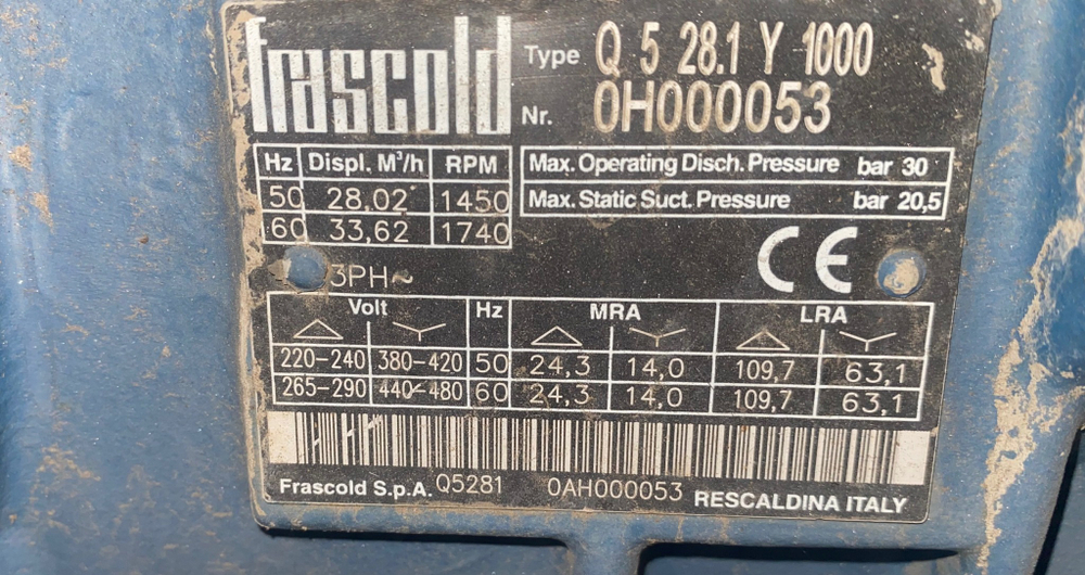 Агрегат на Frascold q528.1y1000 компрессор