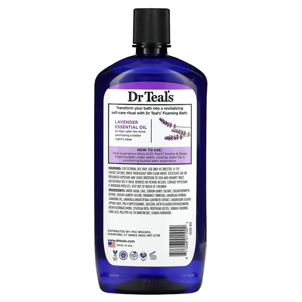Dr. Teal's, пенка для ванны с чистой английской солью, лаванда, 1000 мл (34 жидк. унции)