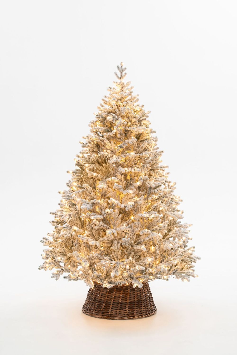 Заснеженная елка с гирляндой «Швейцарская» (Литая хвоя) 180 см / 1,8 м