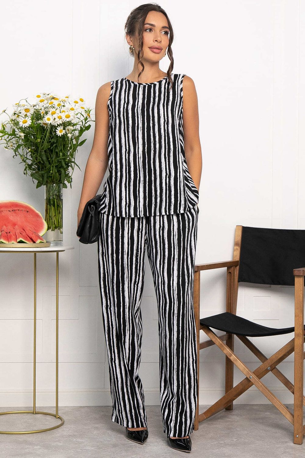 Брюки Роклетт (черно-белые) Б13955-10М LT Collection