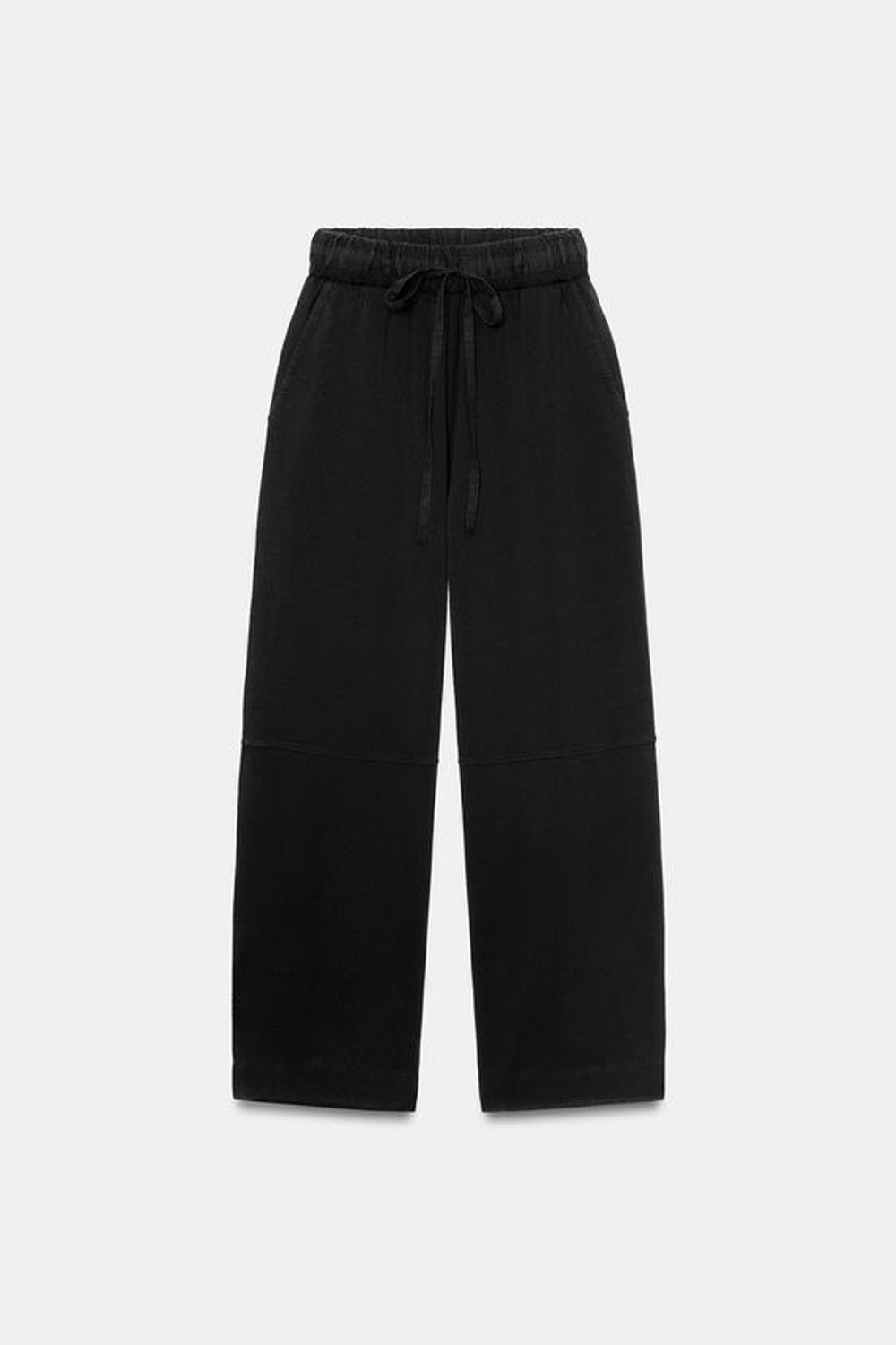 ZARA БРЮКИ WIDE-LEG ИЗ ПЛОТНОГО ХЛОПКА, ЧЕРНЫЙ