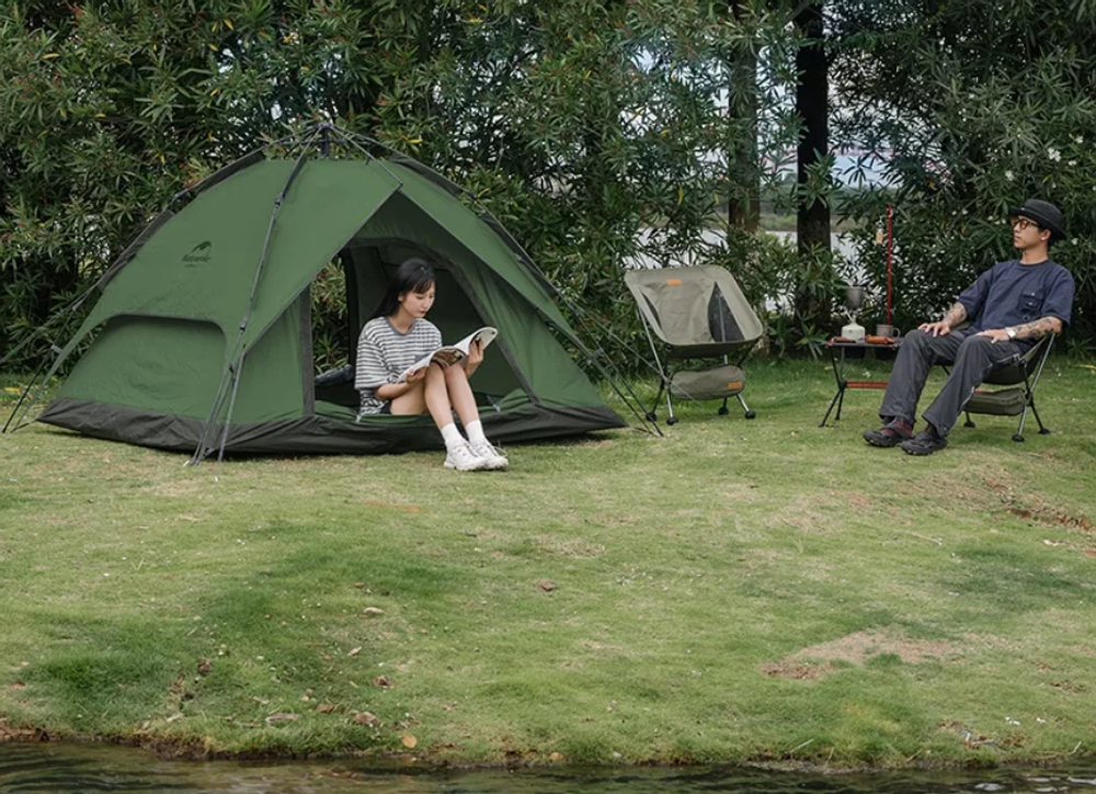 Палатка Naturehike 3-местная, быстросборная, зеленая