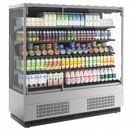 Витрина холодильная Carboma Cube 2 FC20-07 VM 1,9-1 0300 LIGHT фронт X0 бок металл (версия 2.0) (9006-9005)