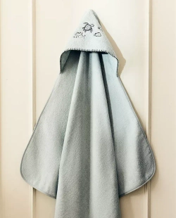 ZARA HOME ДЕТСКОЕ ПОЛОТЕНЦЕ С КАПЮШОНОМ, СИНИЙ