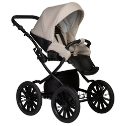 Детская коляска Indigo Mio Eco Plus 14 3 в 1 с автокреслом Avionaut Cosmo 04 черная кожа+св.бежевая кожа