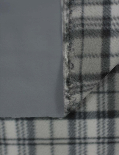Ткань плащевая на флисе клетка, 270 гр/м2, 150 см, серый