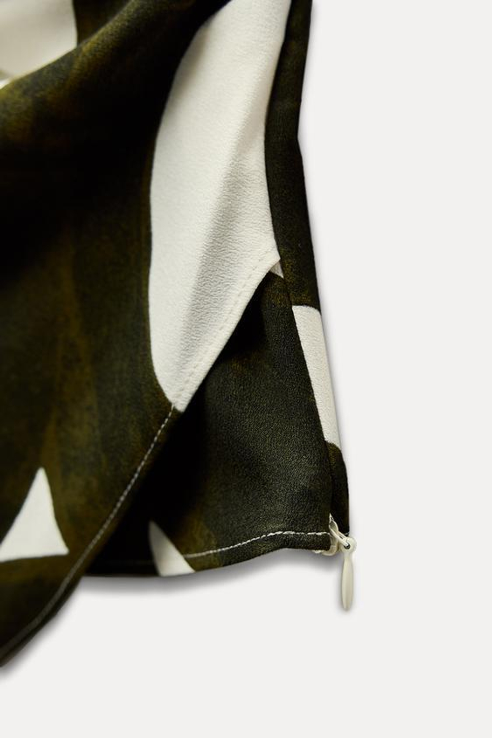 ZARA ТОП С ПРИНТОМ, ЗЕЛЕНЫЙ/ЭКРЮ