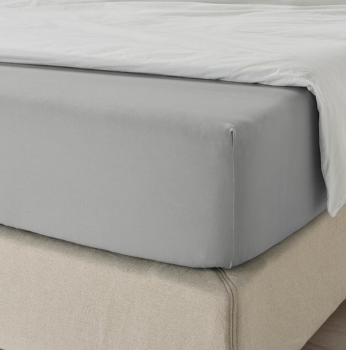 DVALA ДВАЛА Простынь на резинке, светло-серая,140x200 cм