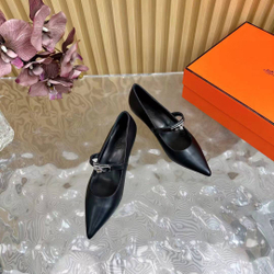 Женские туфли Hermes Kiara черного цвета с ремешком