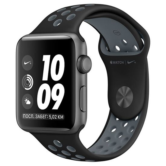 Умные часы Apple Watch Nike+ 38мм из алюминия цвета «серый космос», спортивный ремешок Nike MNYX2