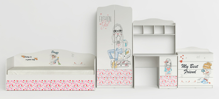 Шкаф МАМА "Девочки", Белый