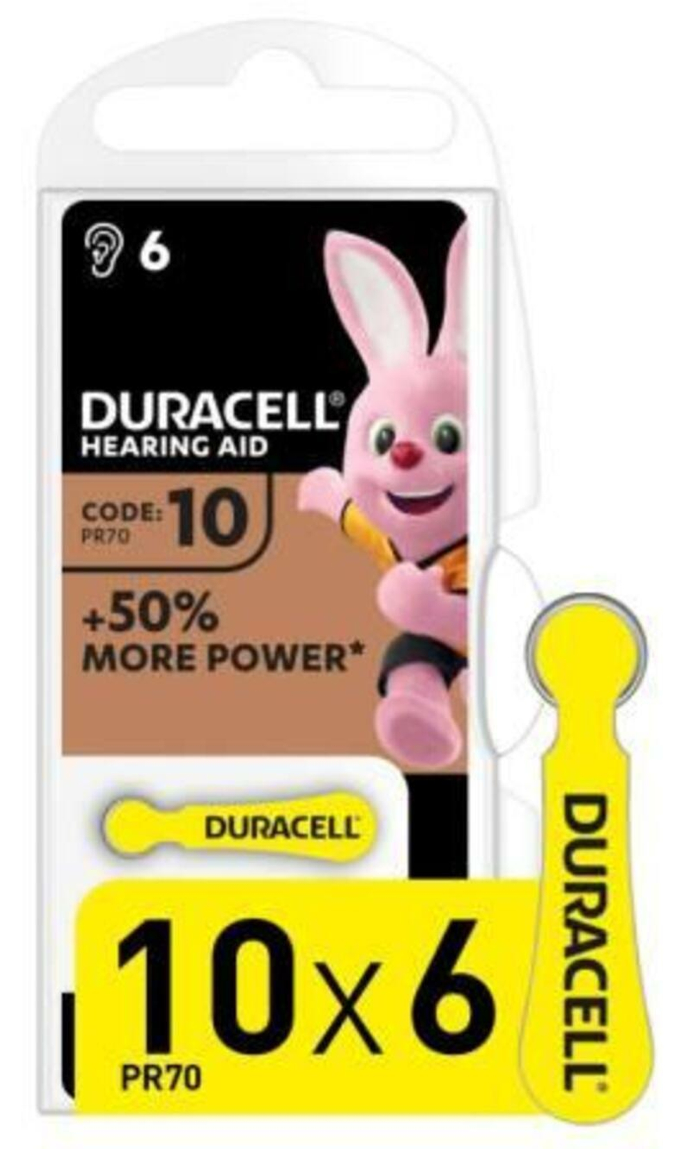 Батарейка, элемент питания   Duracell ZA10 BL6 Zinc Air 1.45V DE