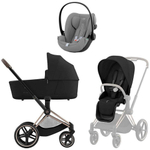 Коляска Cybex Priam IV Rosegold complete Cloud G Stone Grey Plus Base G 3 в 1 Sepia Black