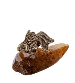 Народные промыслы AM- 323 Фигурка «Лягушка Шиза» (латунь, янтарь)