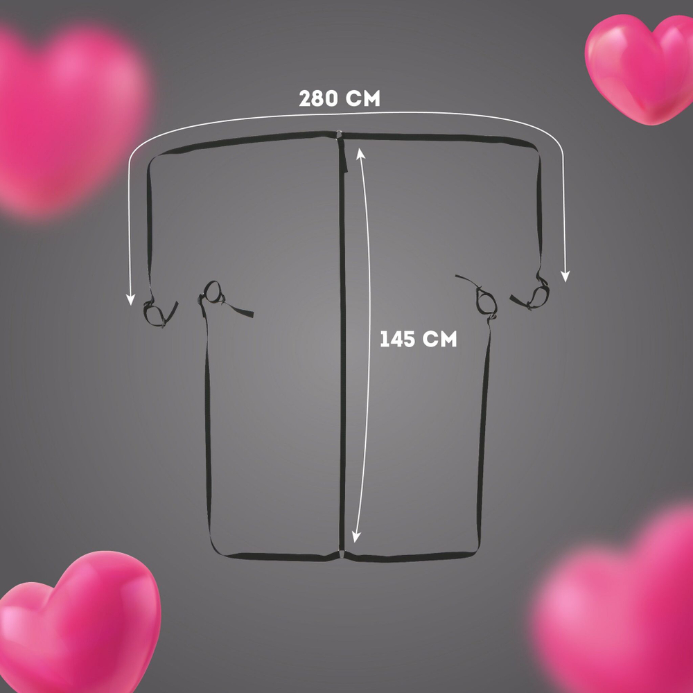 Черный комплект строп для фиксации на кровати (Цвет: черный)