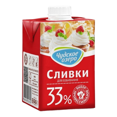 Сливки для взбивания 33% Чудское озеро 500 мл