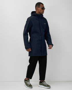 Парка спортивная мужская с капюшоном softshell темно-синего цвета 9565TS