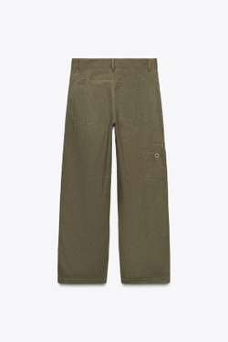 ZARA БРЮКИ-КАРГО BALLOON, ТЕМНЫЙ ХАКИ
