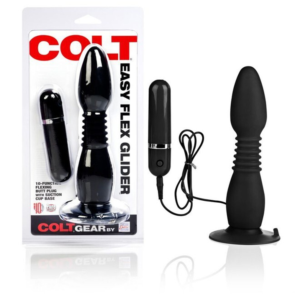 Гнущийся анальный стимулятор с вибрацией Easy Flex Glider (10 режимов) (Цвет: черный)