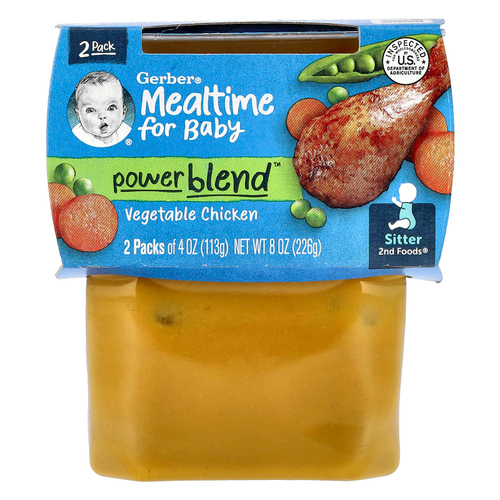Gerber, Mealtime for Baby, Power Blend™, 2nd Foods®, овощная курица, 2 пакетика по 113 г (4 унции)