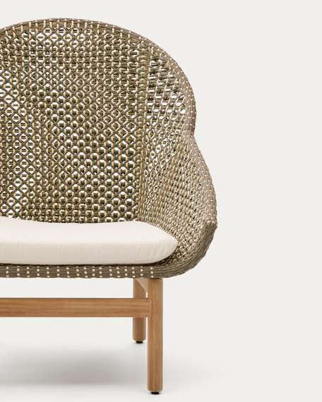 Кресло Olbia с высокой спинкой из искусственного ротанга и массива тика