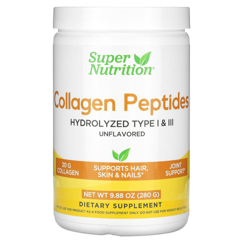 Super Nutrition, пептиды коллагена, без добавок, 280 г (9,88 унции)