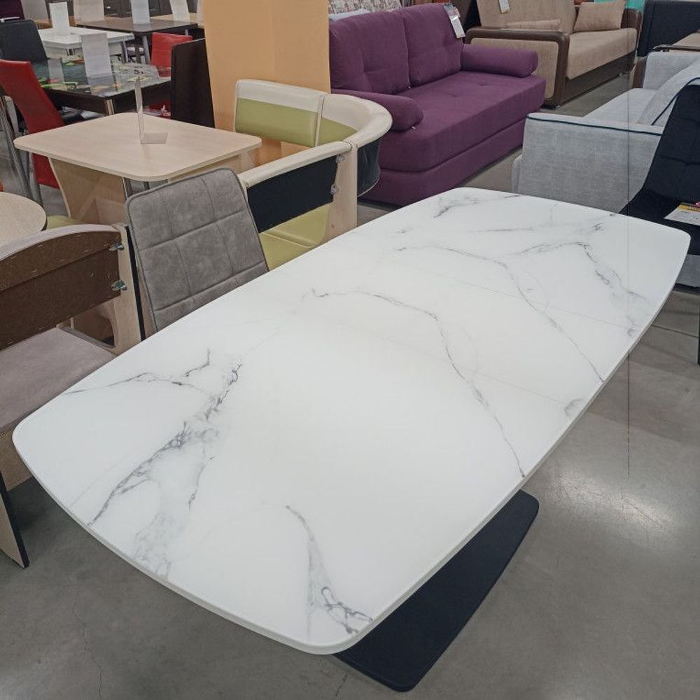 Стол кухонный обеденный раздвижной Чёрный Муар/Стекло Чёрный Мрамор, Салерно, 120х80х75 см