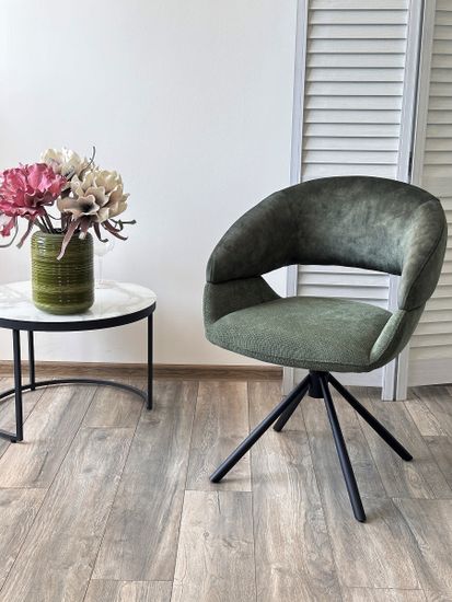 Стул EMBER 360 град. поворот. 7525-156 Зеленый, велюр/ ENJOY-355 Зеленый, ткань/ Черный