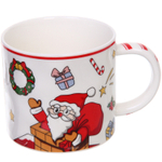 Кружка керамическая 350мл «Санта» с крышкой и ложкой