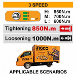 Аккумуляторный бесщеточный ударный гайковерт INGCO CIWLI2085 INDUSTRIAL 20 В 1/2" 850 Нм