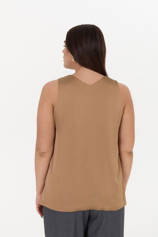 Топ двухслойный на широких бретелях, бежевый