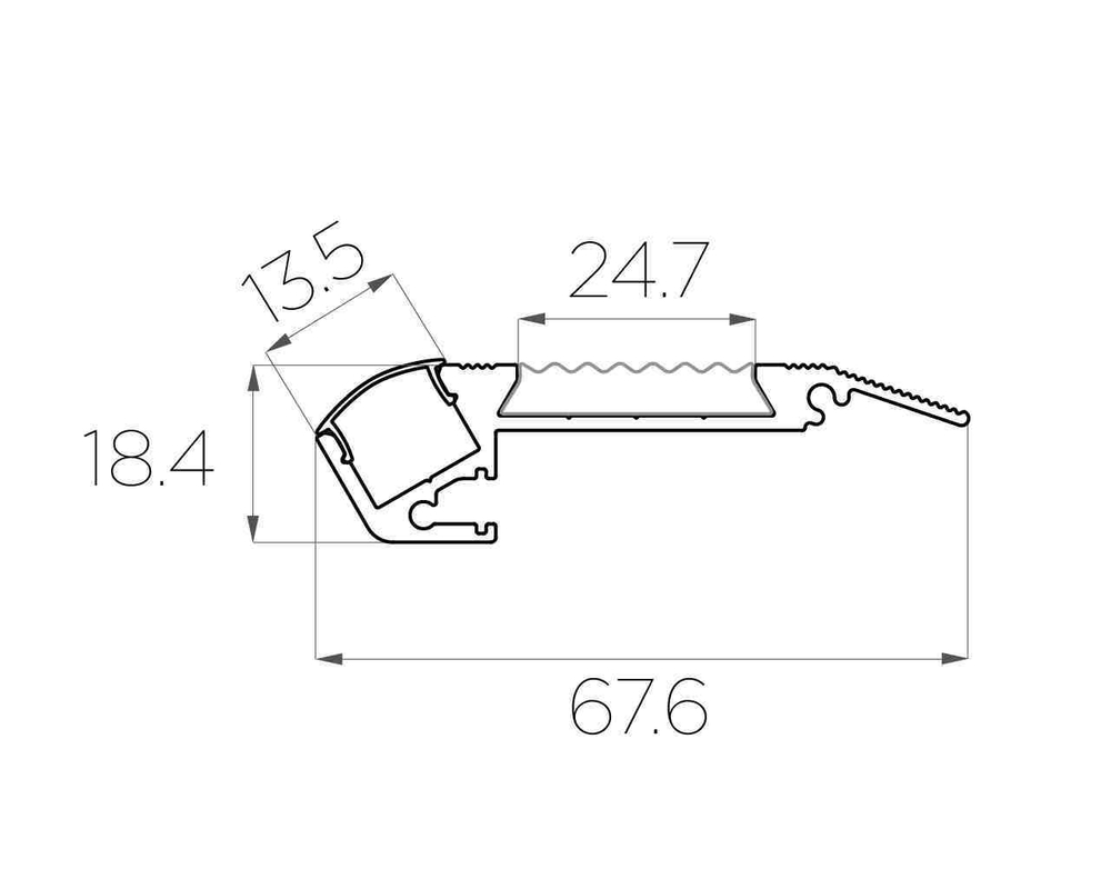 Профиль алюминиевый для ступеней без резиновой вставки LC-PDS-1867-2 Anod