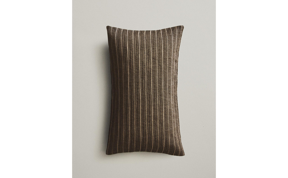Zara Home наволочка декоративная из хлопка, серый, в полоску, 30x50 см