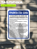 Табличка для бассейна "Правила спа-зоны", на пляж, для общественной и частной зоны отдыха, информационная, 40х30 см, Silver Plane x Айдентика Технолоджи