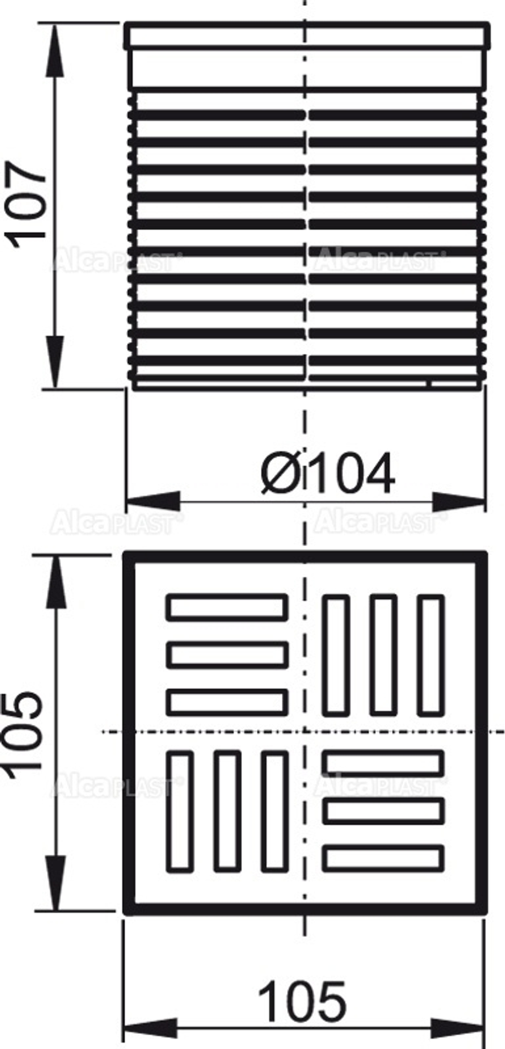 Решетка 105 ? 105 серая AlcaPlast APV0100