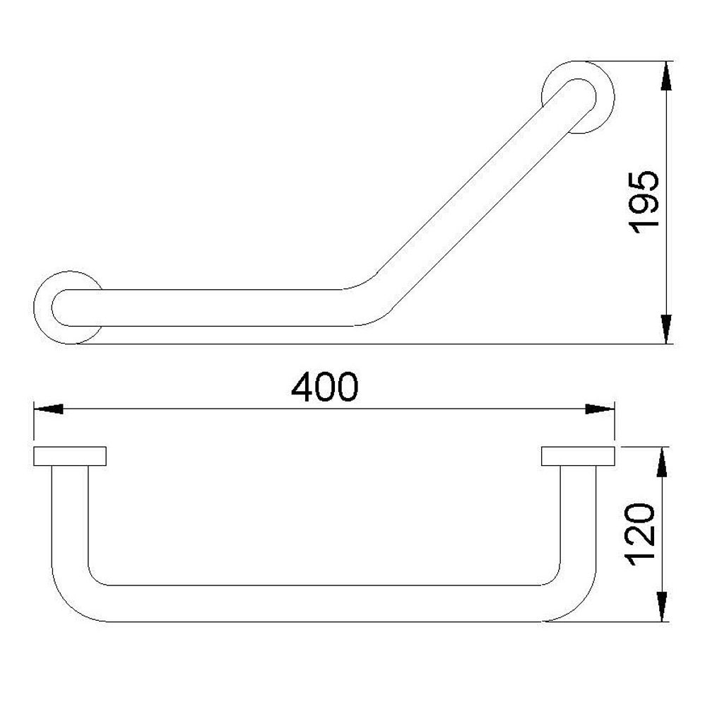 Поручень угловой 135º латунь SIENA 16354.B глянцевый