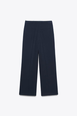 ZARA ПРЯМЫЕ БРЮКИ С ДВОЙНЫМ ПОЯСОМ, МОРСКОЙ СИНИЙ