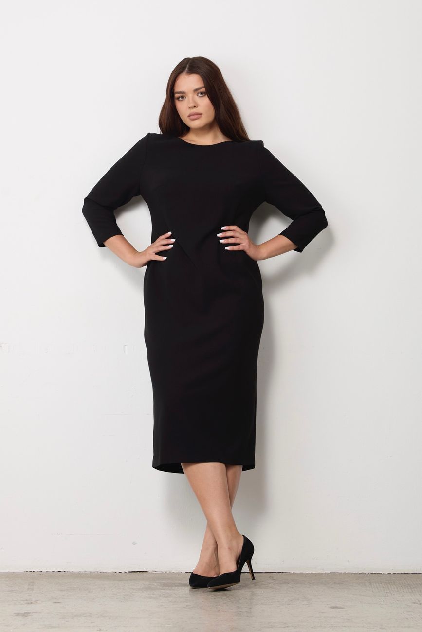 Платье-футляр, со шлицей, черный