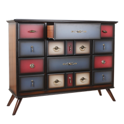 Комод Пандора - 2 с 4 ящиками и 2 полками Орех mix