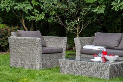 "Капучино сингл" лаунж-зона из искусственного ротанга (гиацинт), цвет серый