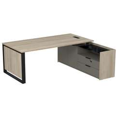 15СОЛД-КЗ.2010 Стол рабочий с люч, на опор двусост тумбе, с ящ (метаб), с код замком (2060*1768*750)