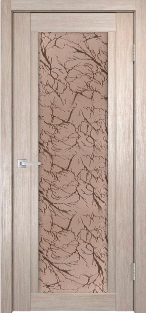 Межкомнатная дверь К-12 / Цвет тон Кремовая лиственница / Остекление "Гранит бронза" / Двери Верда