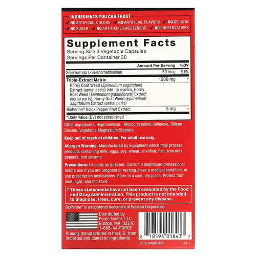 Force Factor, Fundamentals, Honey Goat Weed Max, 90 вегетарианских капсул