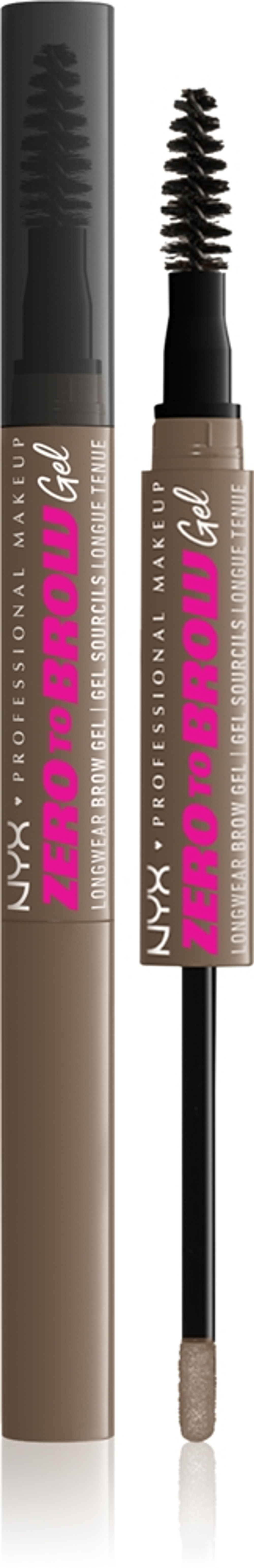 NYX Professional Makeup Zero To Brow Gel - Гель для бровей с аппликатором оттенок 05 Ash Brown, 2 ml